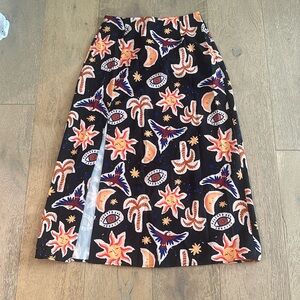 Multi pattern black bird palm tree eye skirt SMALL